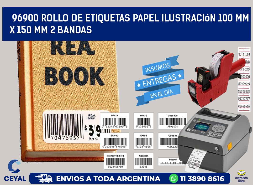 96900 Rollo de Etiquetas Papel Ilustración 100 mm x 150 mm 2 Bandas