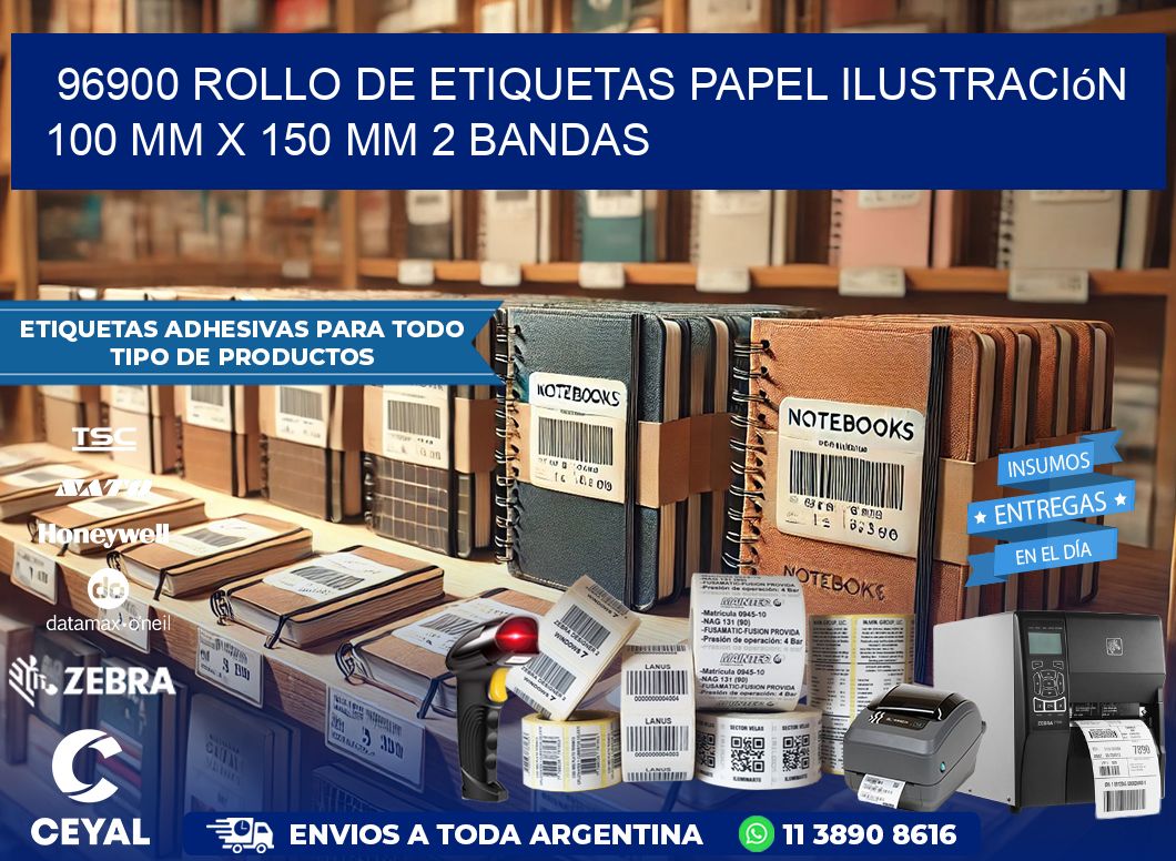 96900 Rollo de Etiquetas Papel Ilustración 100 mm x 150 mm 2 Bandas