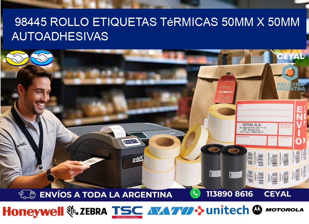 98445 Rollo Etiquetas Térmicas 50mm X 50mm Autoadhesivas