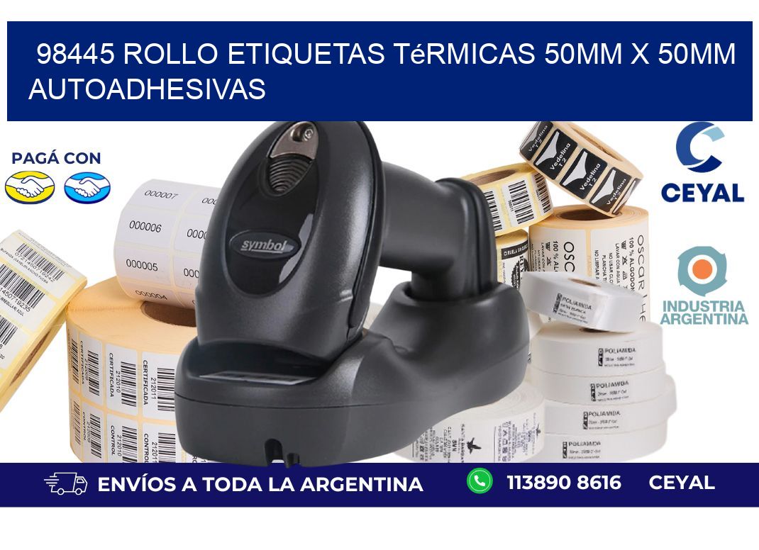 98445 Rollo Etiquetas Térmicas 50mm X 50mm Autoadhesivas