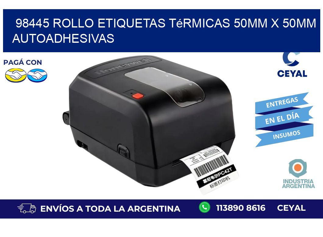 98445 Rollo Etiquetas Térmicas 50mm X 50mm Autoadhesivas