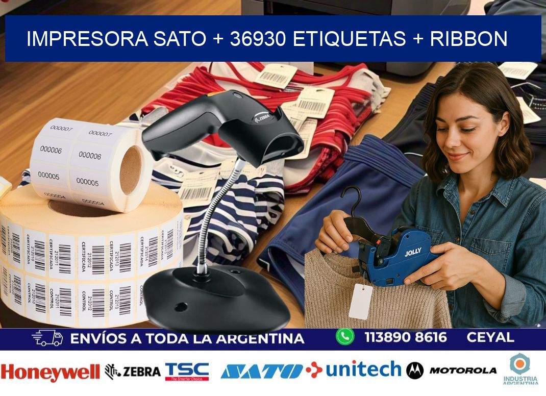 impresora SATO + 36930 etiquetas + ribbon