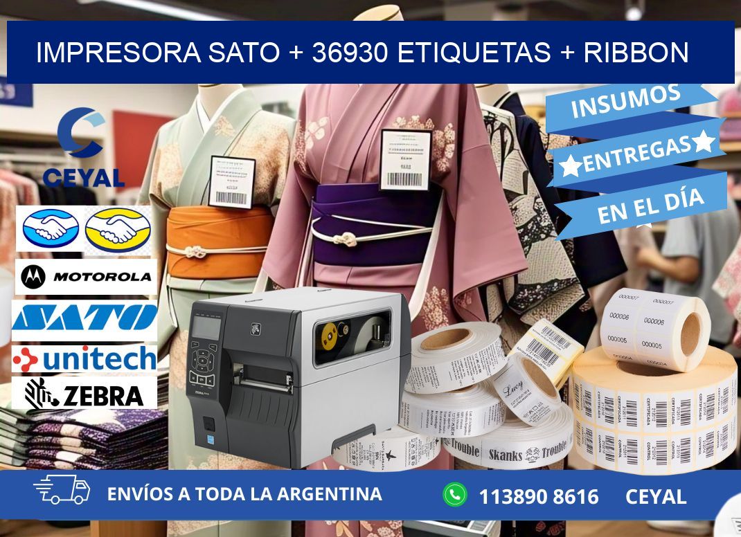 impresora SATO + 36930 etiquetas + ribbon