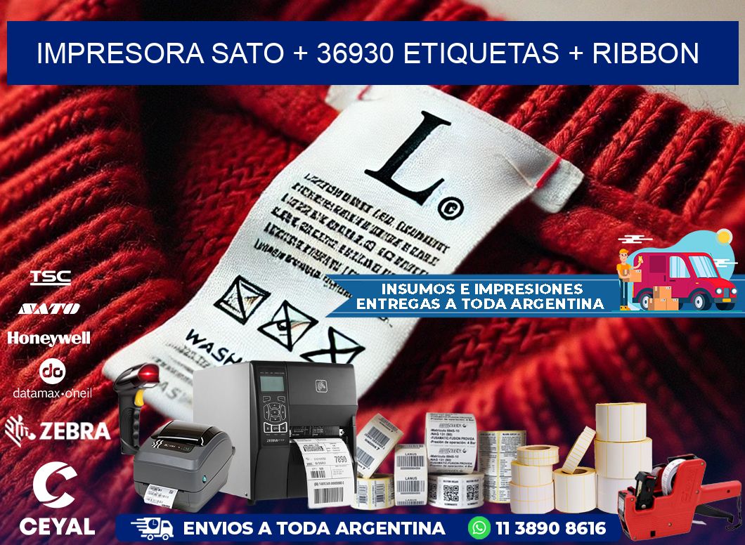 impresora SATO + 36930 etiquetas + ribbon