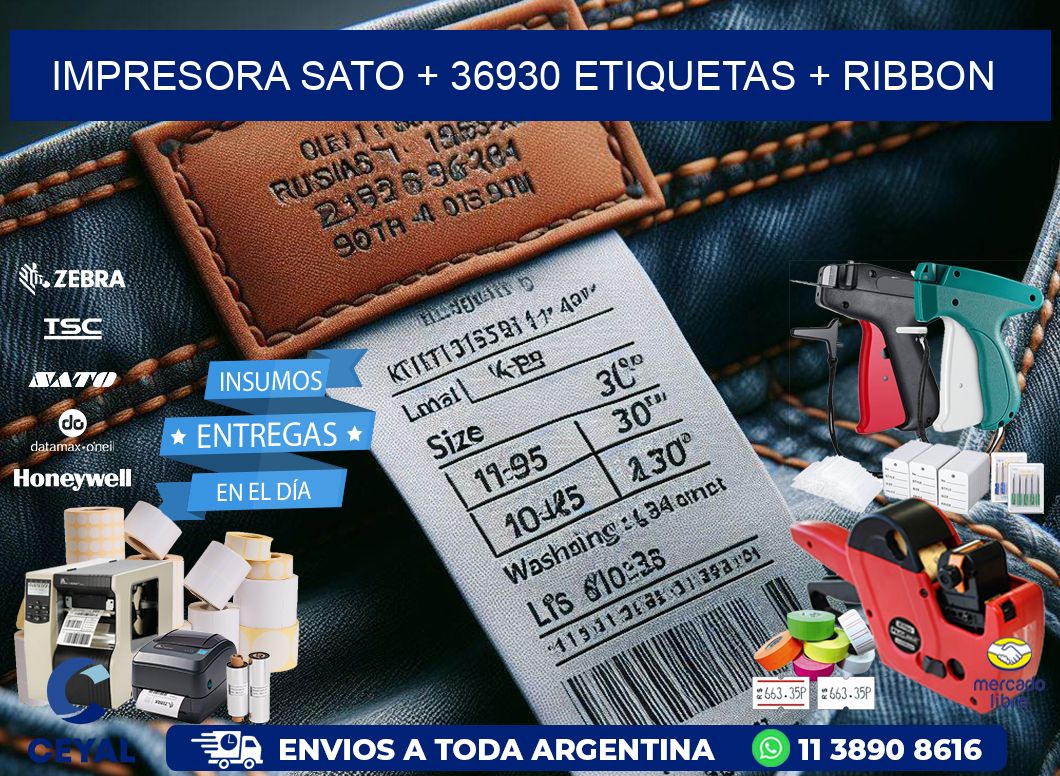 impresora SATO + 36930 etiquetas + ribbon