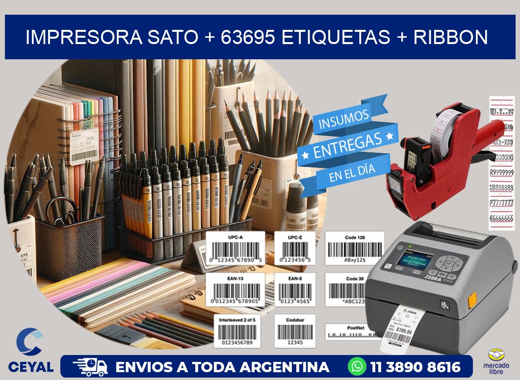 impresora SATO + 63695 etiquetas + ribbon
