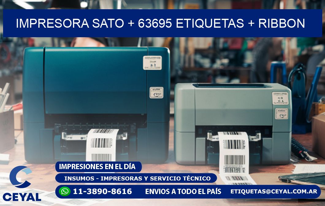 impresora SATO + 63695 etiquetas + ribbon