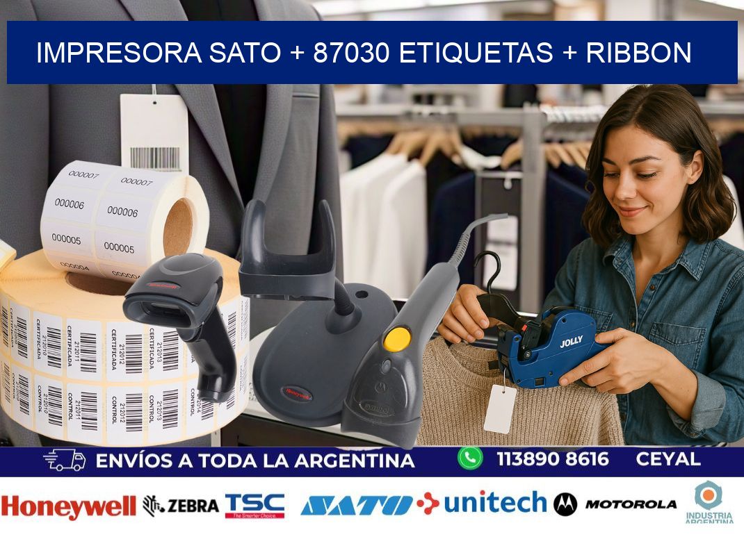 impresora SATO + 87030 etiquetas + ribbon