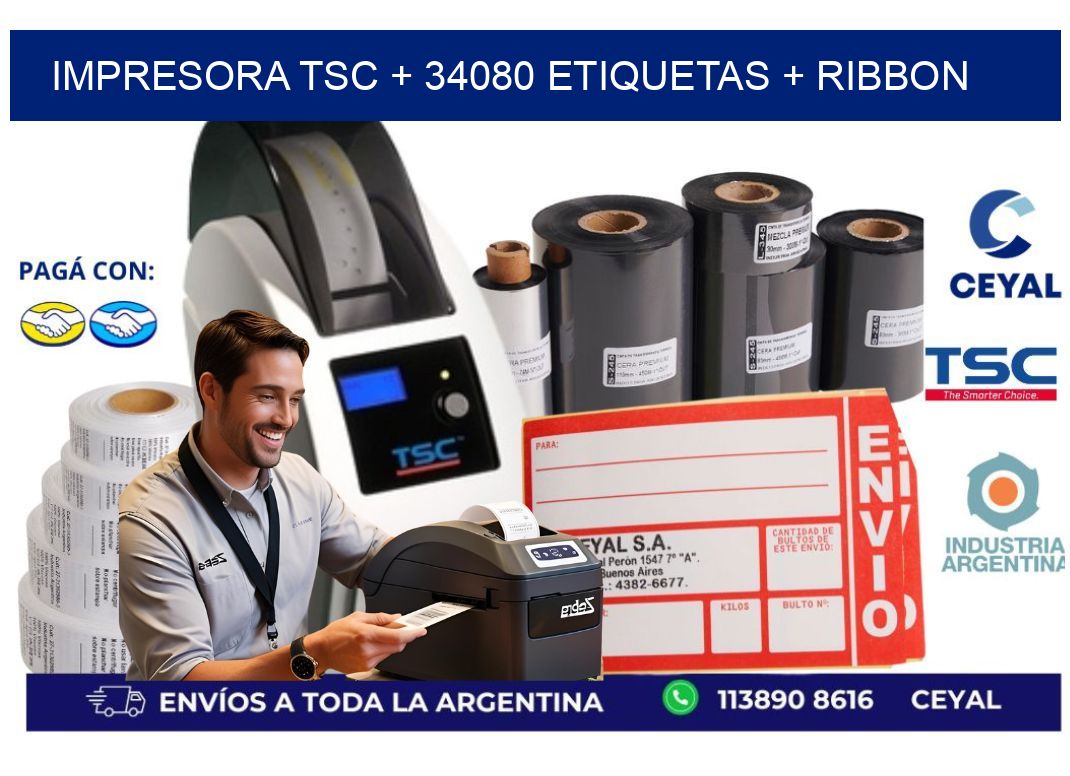 impresora TSC + 34080 etiquetas + ribbon