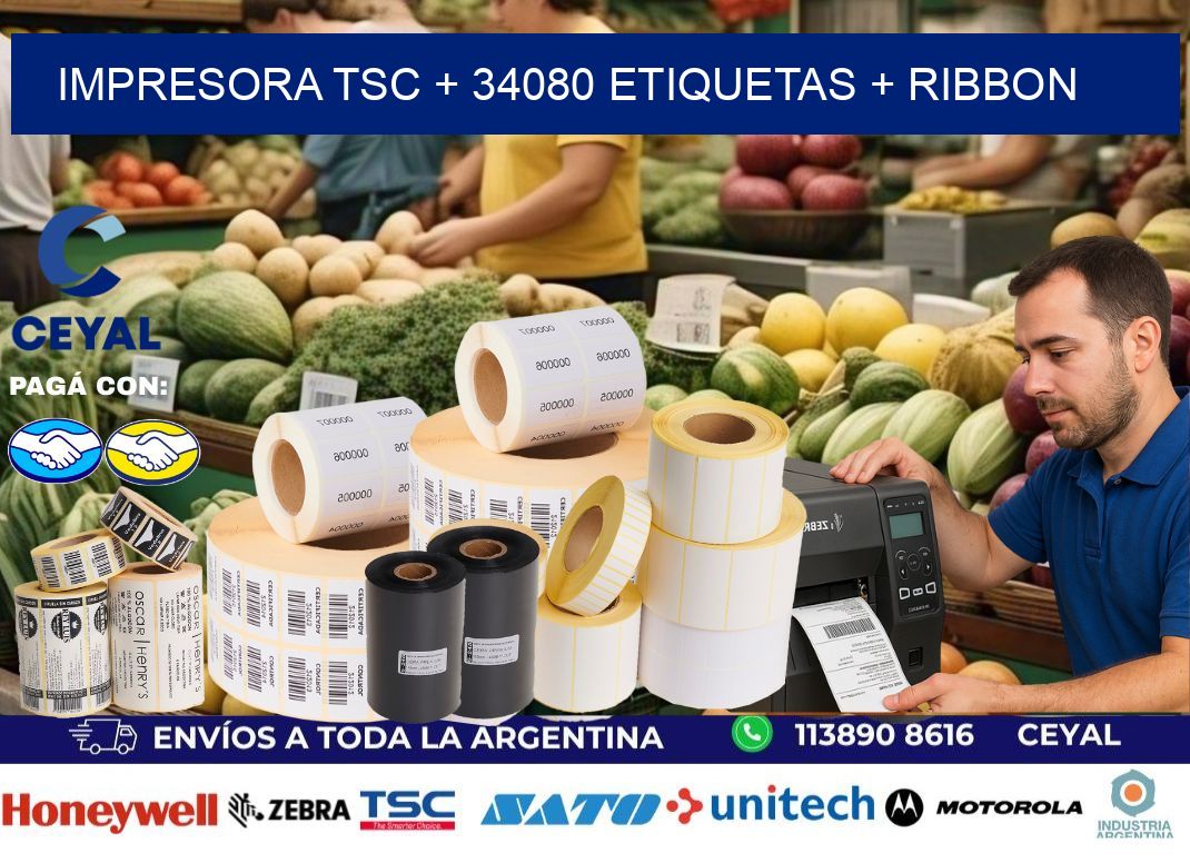 impresora TSC + 34080 etiquetas + ribbon