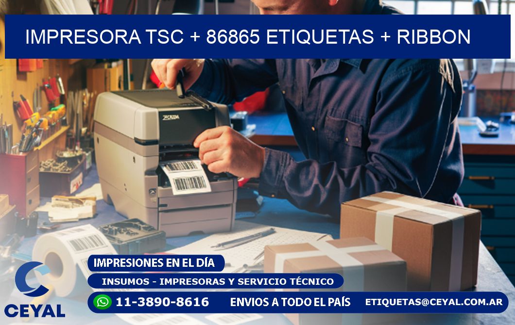 impresora TSC + 86865 etiquetas + ribbon