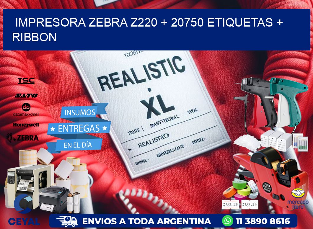 impresora zebra z220 + 20750 etiquetas + ribbon