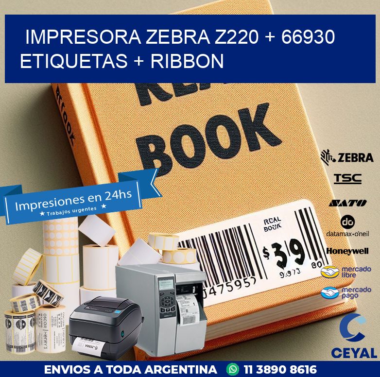 impresora zebra z220 + 66930 etiquetas + ribbon