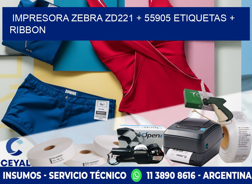 impresora zebra zd221 + 55905 etiquetas + ribbon