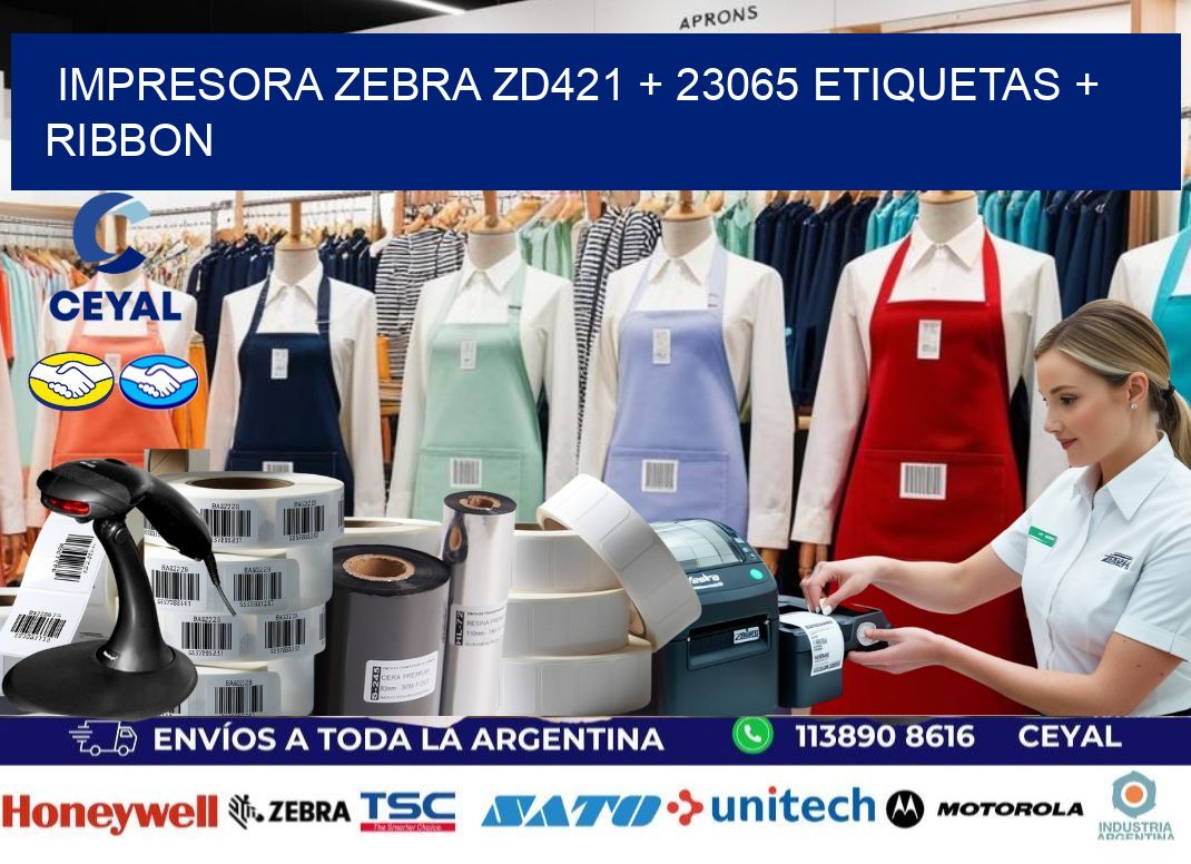 impresora zebra zd421 + 23065 etiquetas + ribbon