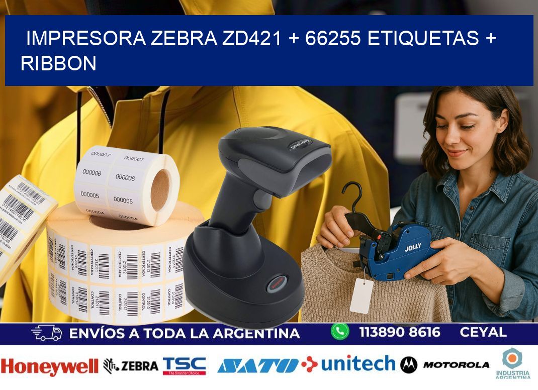 impresora zebra zd421 + 66255 etiquetas + ribbon