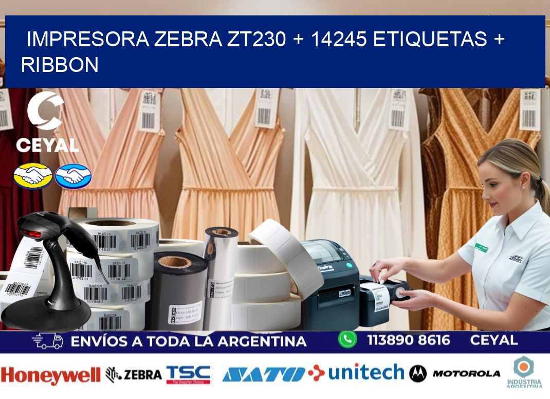 impresora zebra zt230 + 14245 etiquetas + ribbon