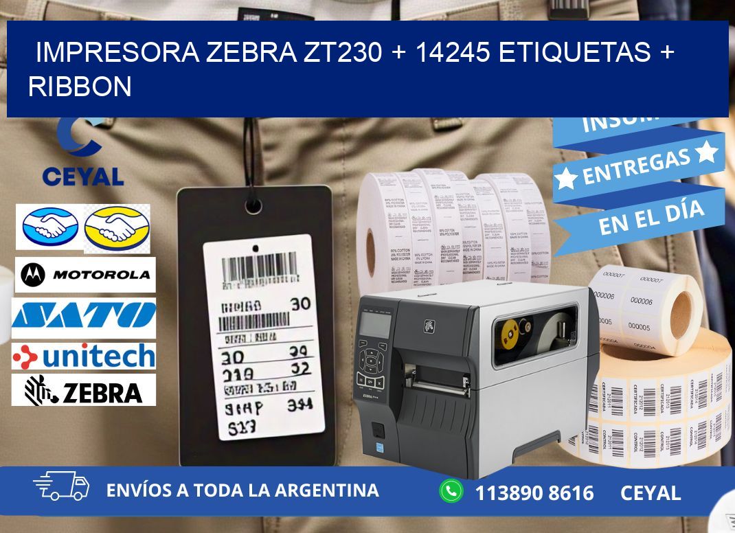 impresora zebra zt230 + 14245 etiquetas + ribbon