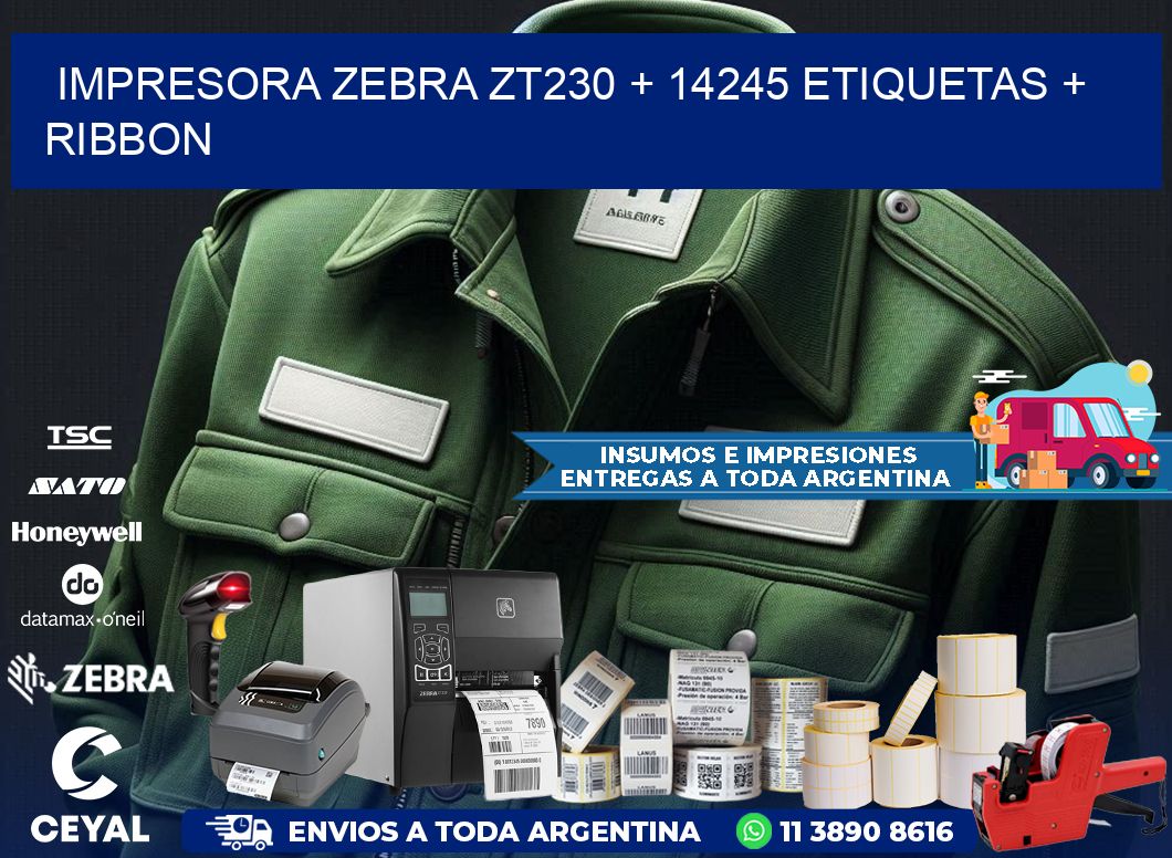impresora zebra zt230 + 14245 etiquetas + ribbon