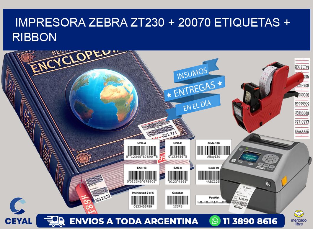 impresora zebra zt230 + 20070 etiquetas + ribbon