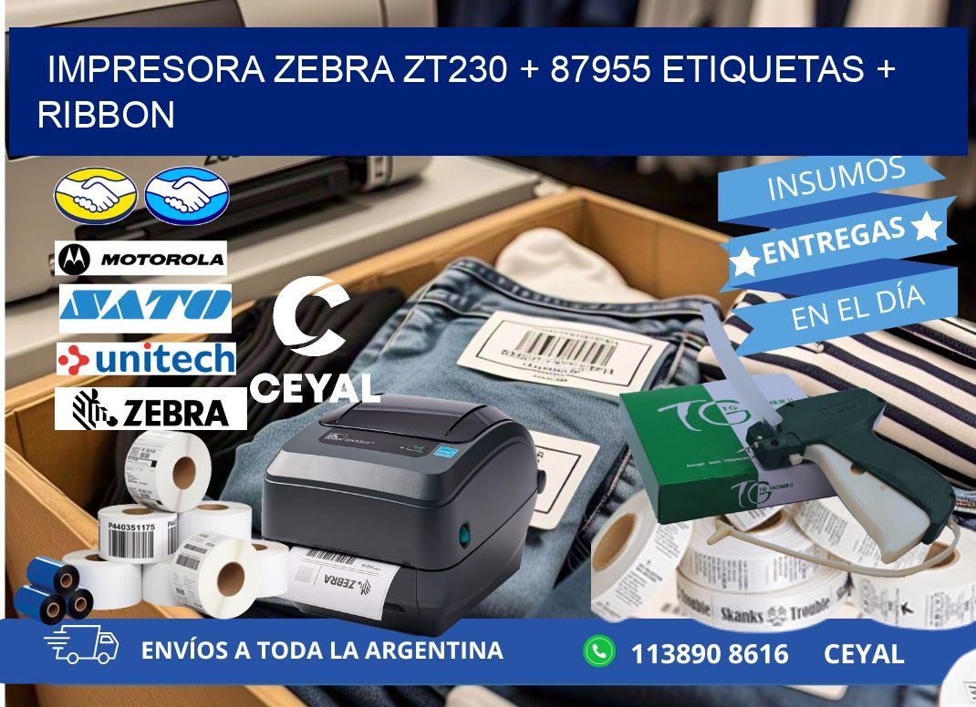 impresora zebra zt230 + 87955 etiquetas + ribbon