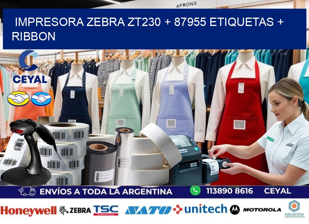 impresora zebra zt230 + 87955 etiquetas + ribbon