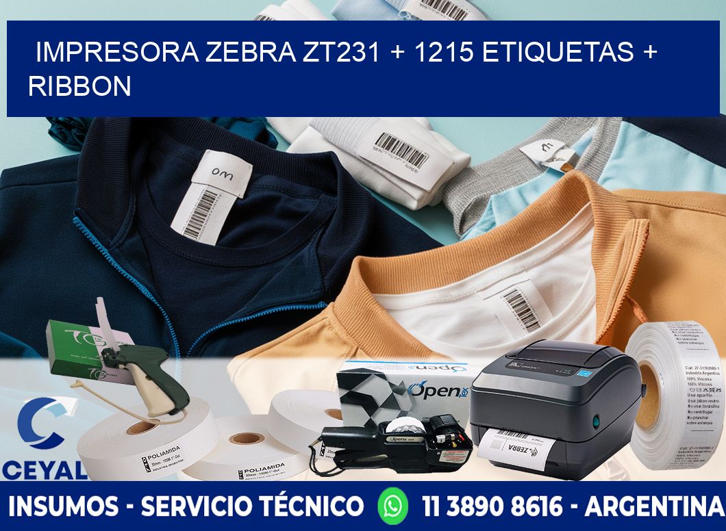 impresora zebra zt231 + 1215 etiquetas + ribbon