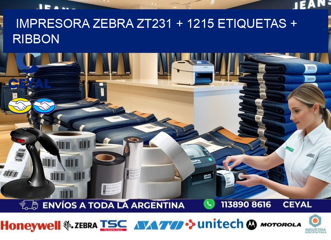 impresora zebra zt231 + 1215 etiquetas + ribbon