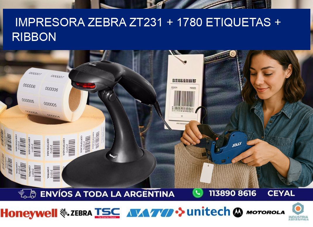 impresora zebra zt231 + 1780 etiquetas + ribbon