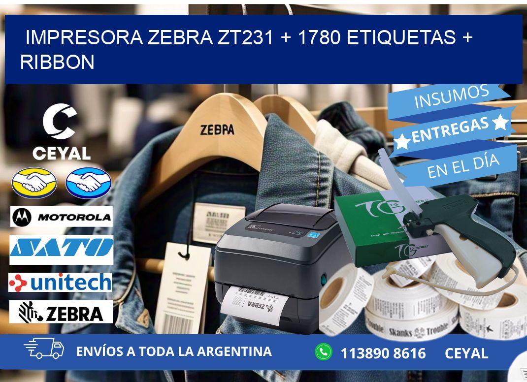 impresora zebra zt231 + 1780 etiquetas + ribbon