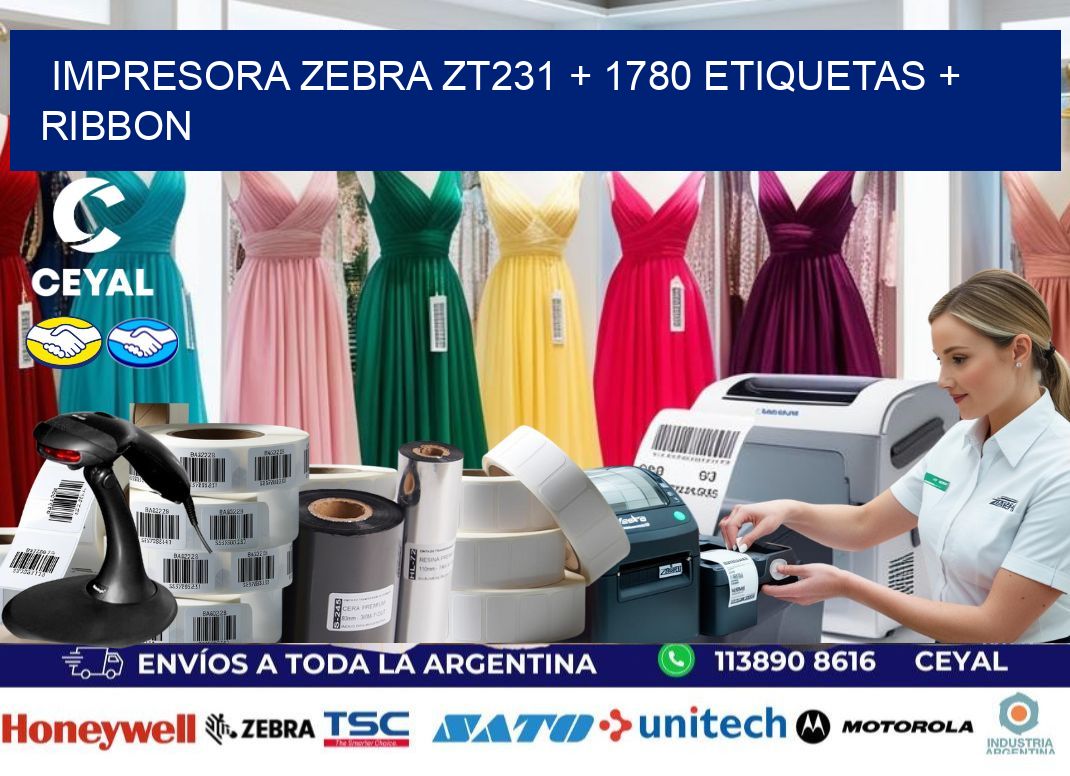impresora zebra zt231 + 1780 etiquetas + ribbon