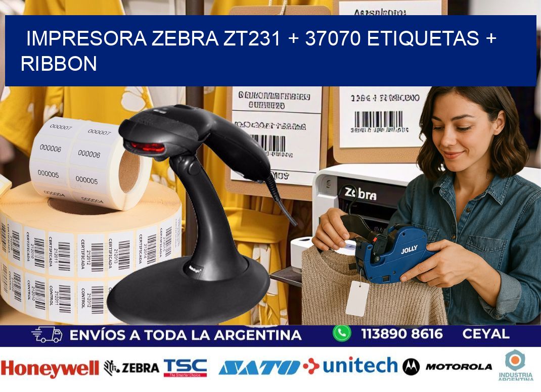 impresora zebra zt231 + 37070 etiquetas + ribbon