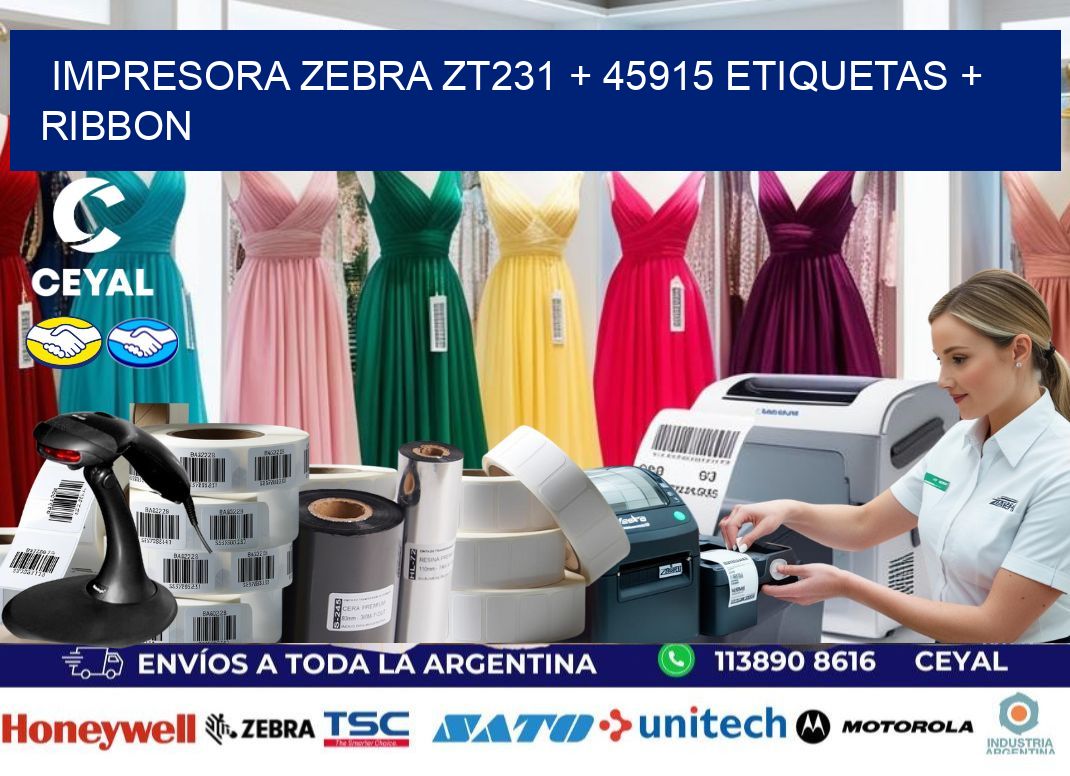 impresora zebra zt231 + 45915 etiquetas + ribbon
