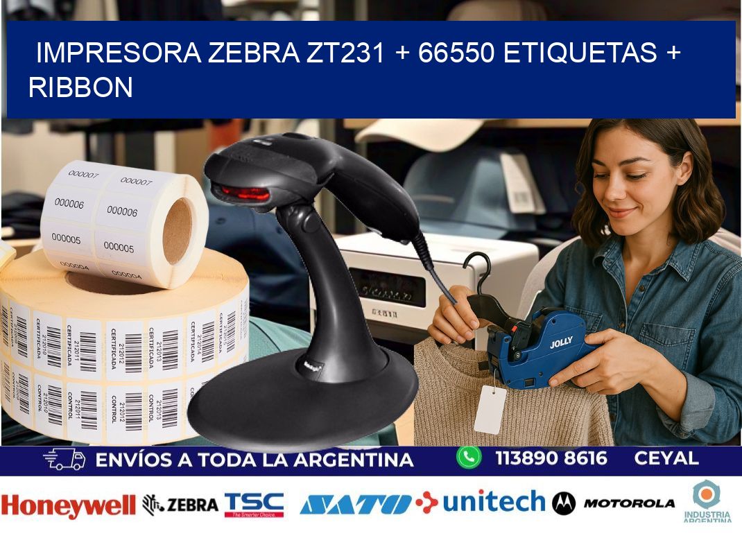 impresora zebra zt231 + 66550 etiquetas + ribbon