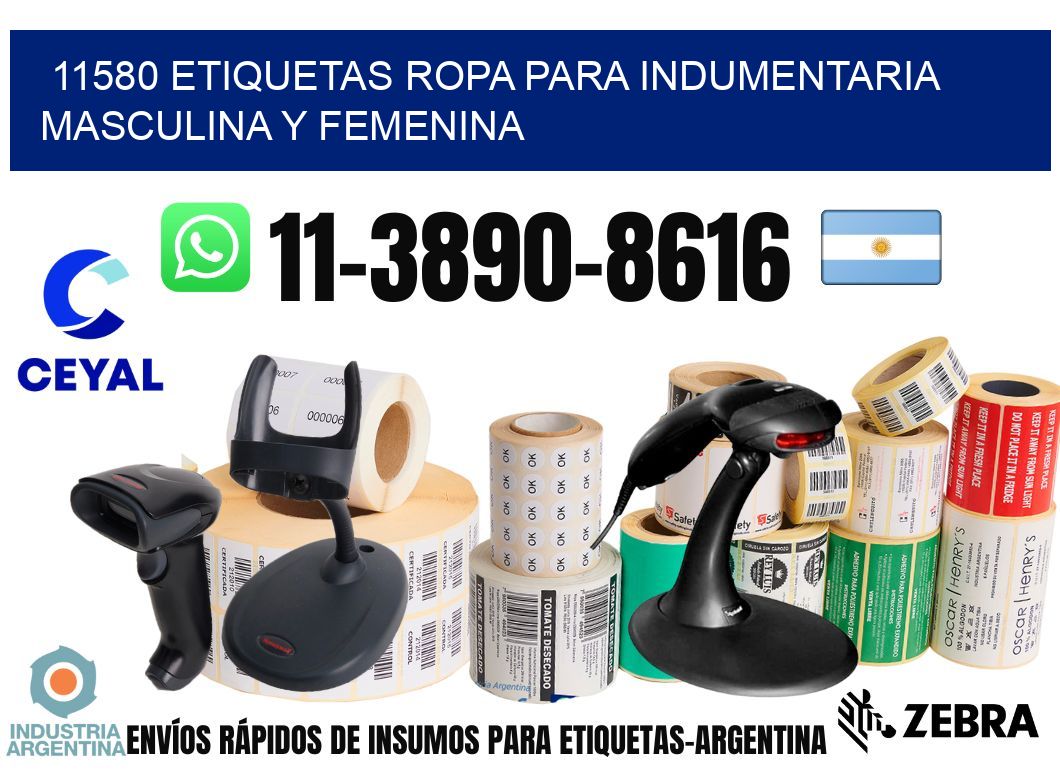 11580 Etiquetas ropa para indumentaria masculina y femenina