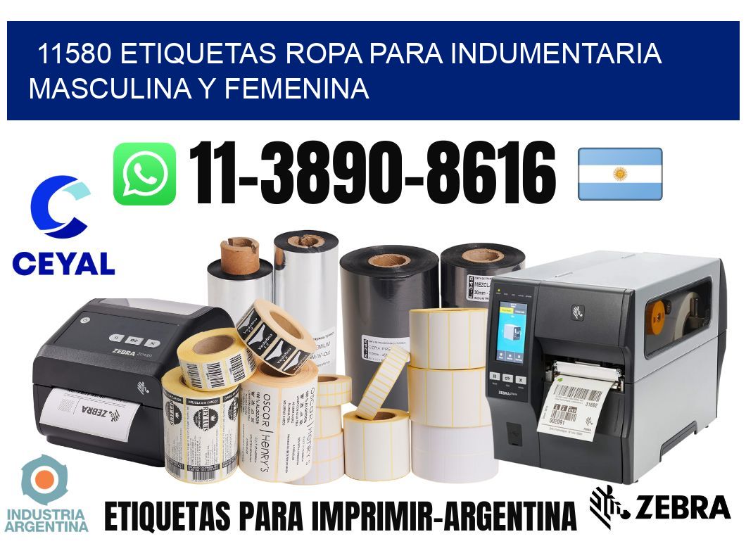 11580 Etiquetas ropa para indumentaria masculina y femenina
