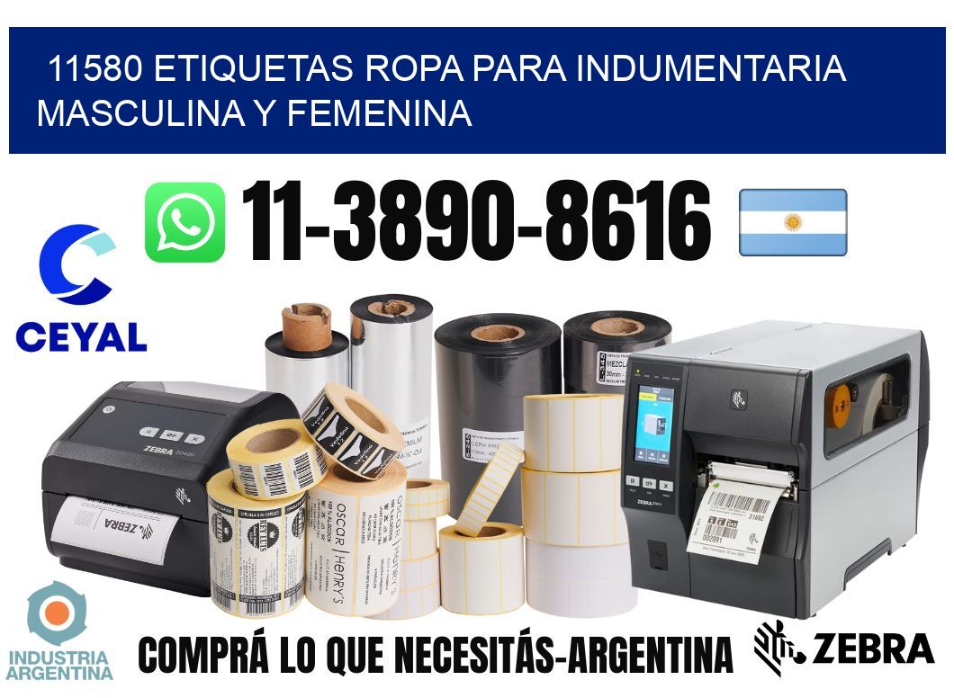11580 Etiquetas ropa para indumentaria masculina y femenina