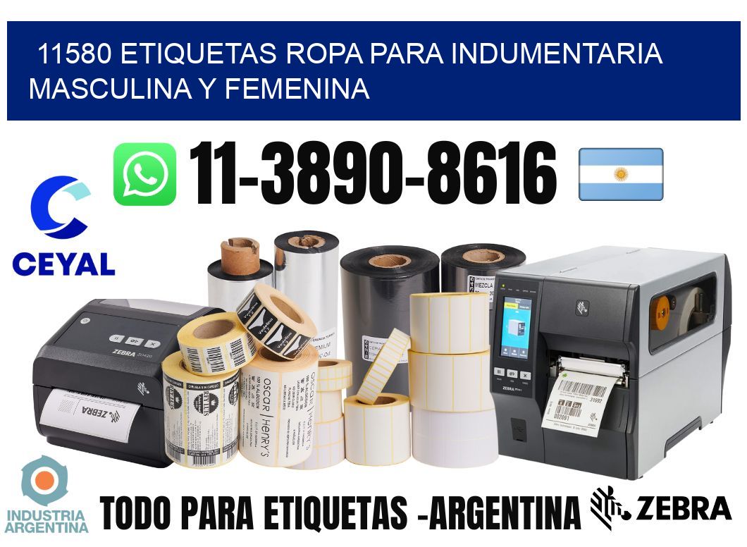 11580 Etiquetas ropa para indumentaria masculina y femenina