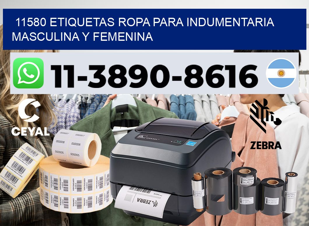 11580 Etiquetas ropa para indumentaria masculina y femenina