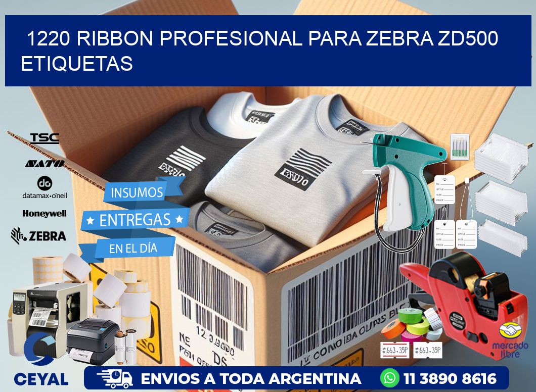 1220 ribbon profesional para zebra zd500 etiquetas