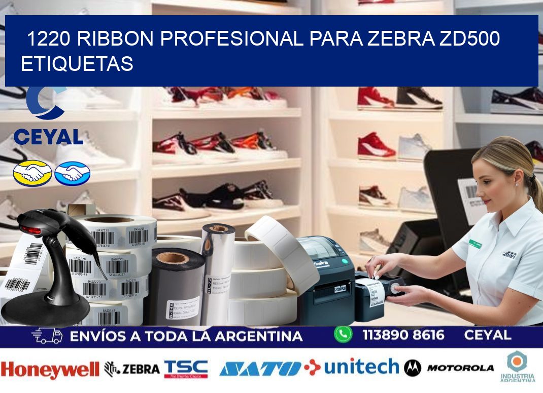 1220 ribbon profesional para zebra zd500 etiquetas
