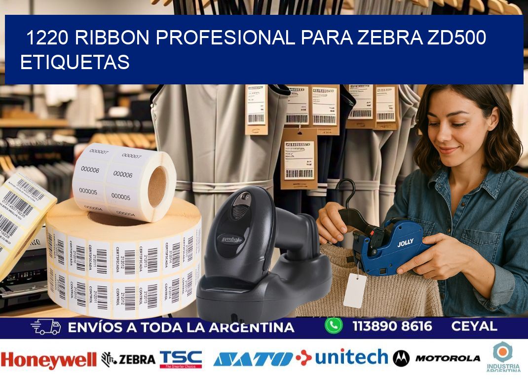 1220 ribbon profesional para zebra zd500 etiquetas