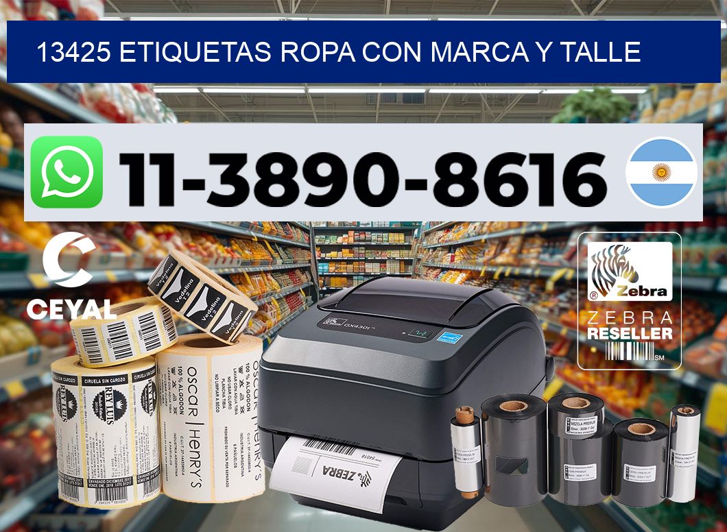 13425 Etiquetas ropa con marca y talle