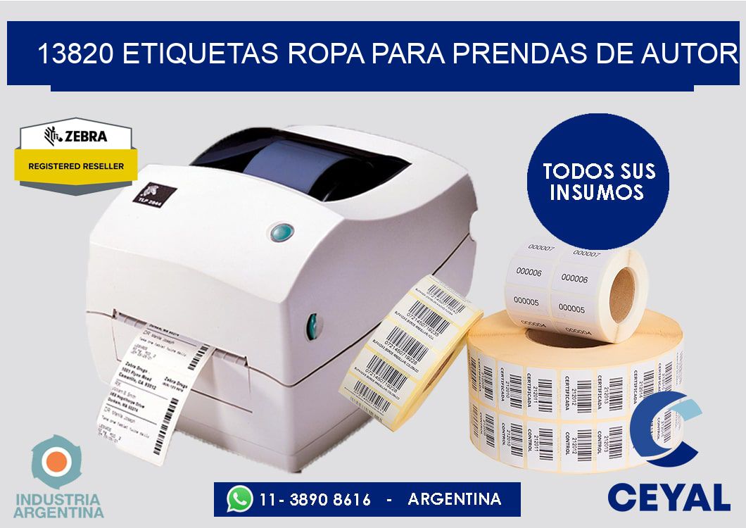 13820 Etiquetas ropa para prendas de autor