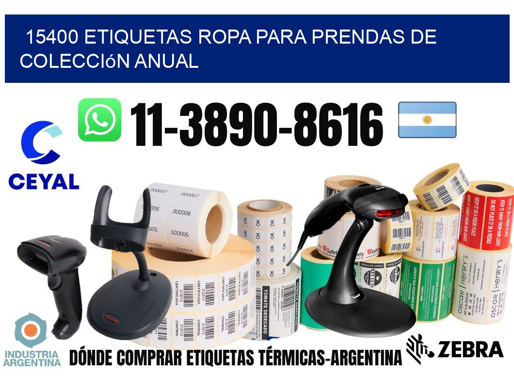 15400 Etiquetas ropa para prendas de colección anual