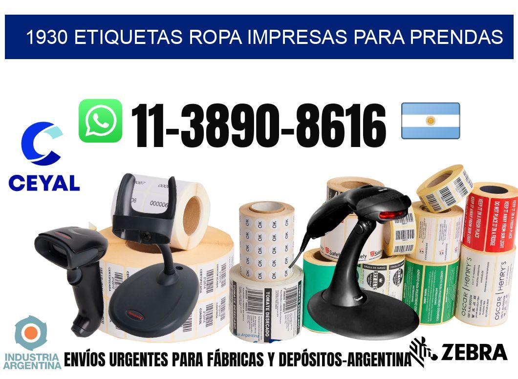 1930 Etiquetas ropa impresas para prendas