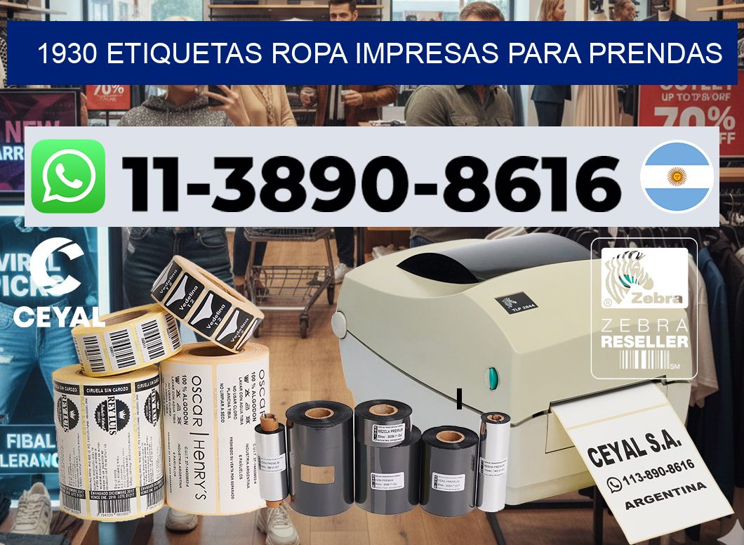 1930 Etiquetas ropa impresas para prendas