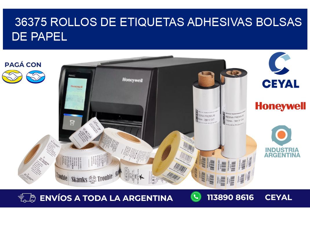 36375 rollos de etiquetas adhesivas bolsas de papel
