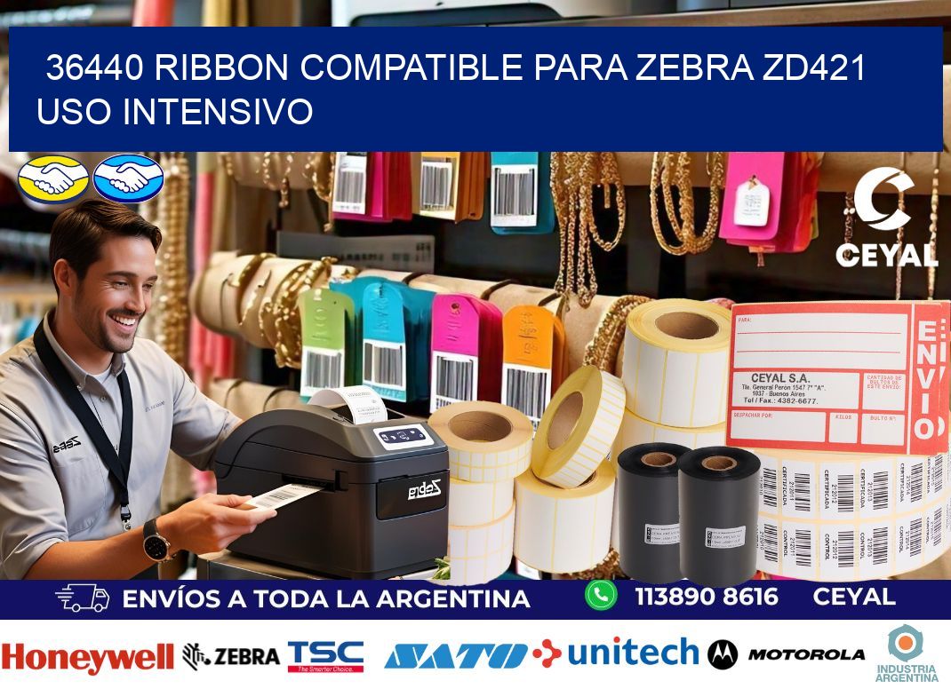 36440 ribbon compatible para zebra zd421 uso intensivo