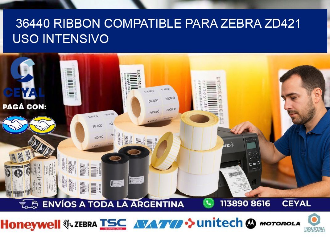 36440 ribbon compatible para zebra zd421 uso intensivo